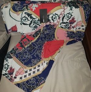 Zelma Unbalanced Dress Navy/Red - XL